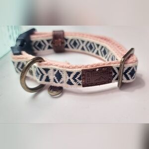 Pendleton Geometric Dog Collar in Blue and Cream